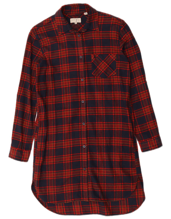 Jack Wills Vestido camisero extragrande para mujer UK 6 XS Azul marino Cuadros Algodón