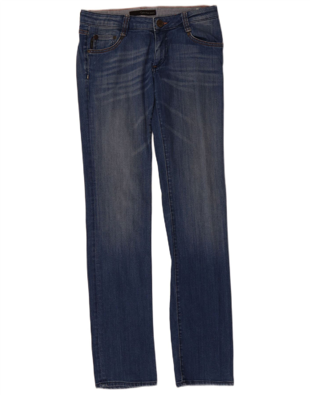 CALVIN KLEIN Vaqueros ajustados de corte regular para mujer W28 L33 Algodón azul