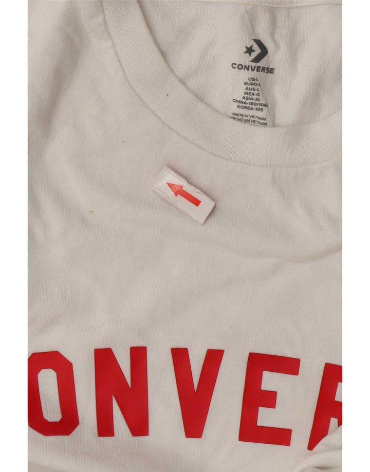 Converse - Camiseta gráfica para hombre, talla grande, algodón blanco
