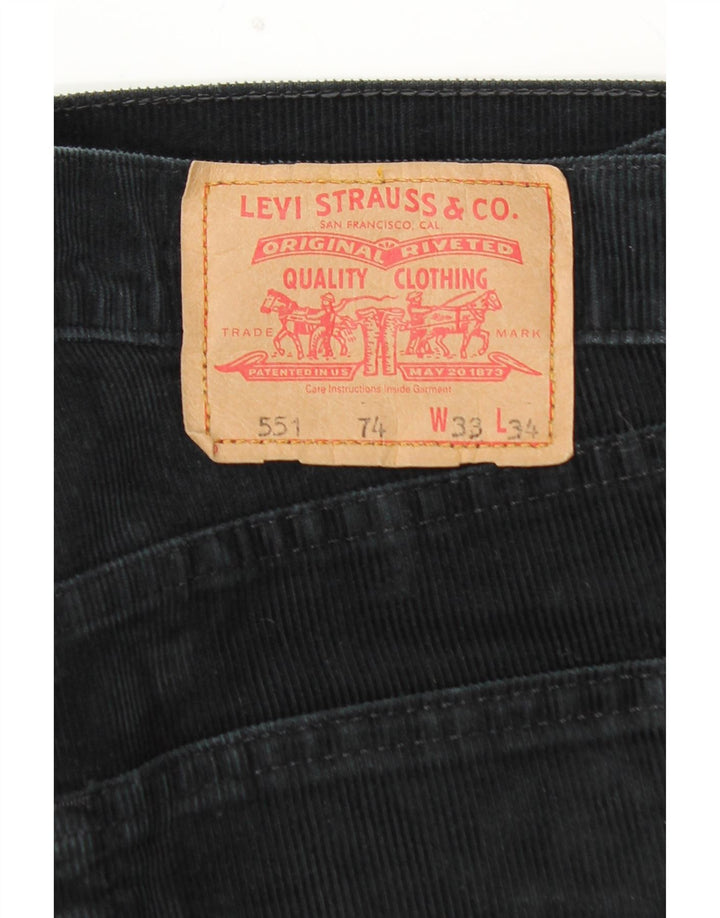 LEVI'S Pantalón recto de pana 551 para hombre W33 L30 Algodón negro