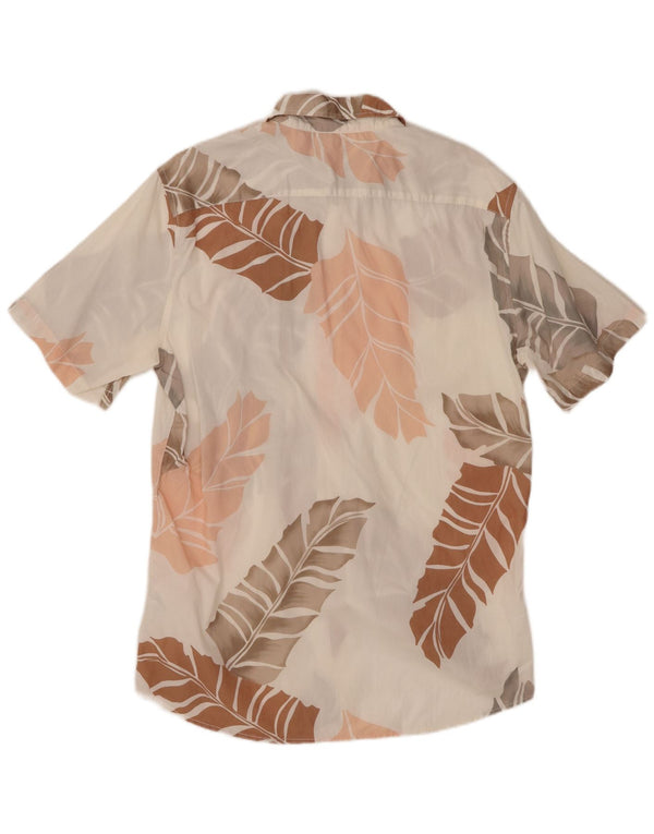 BENETTON Mens Abstract Pattern Short Sleeve Shirt Large Off White Hawaiian