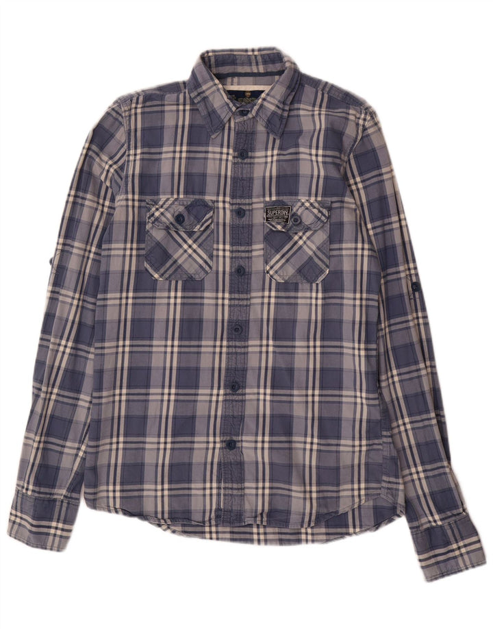 Superdry Camisa De Franela De Algodón A Cuadros Azul Medio