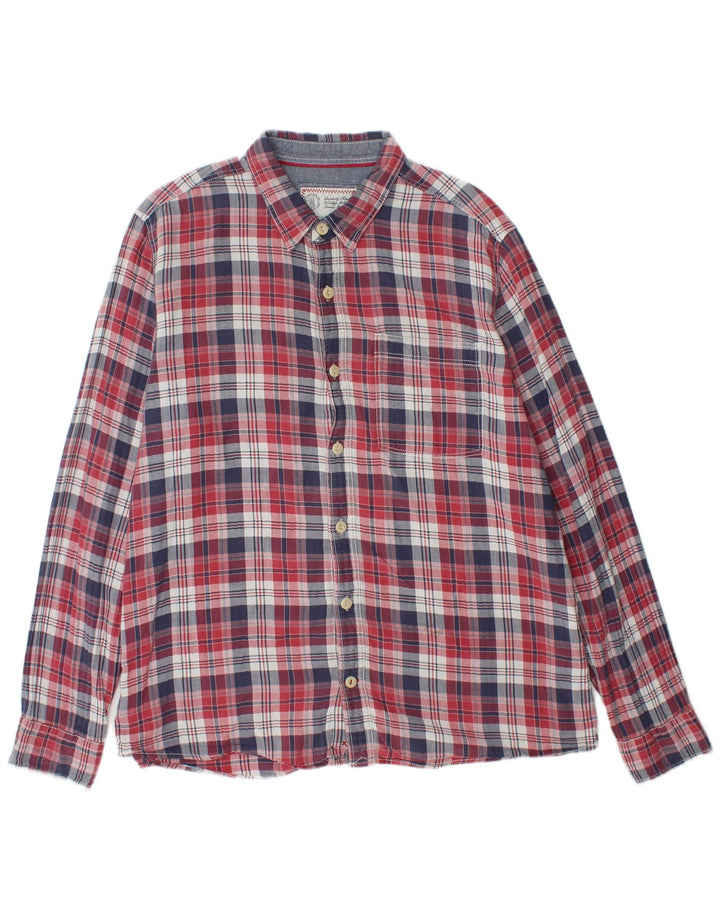 FAT FACE Camisa de franela para hombre XL Algodón a cuadros rojos