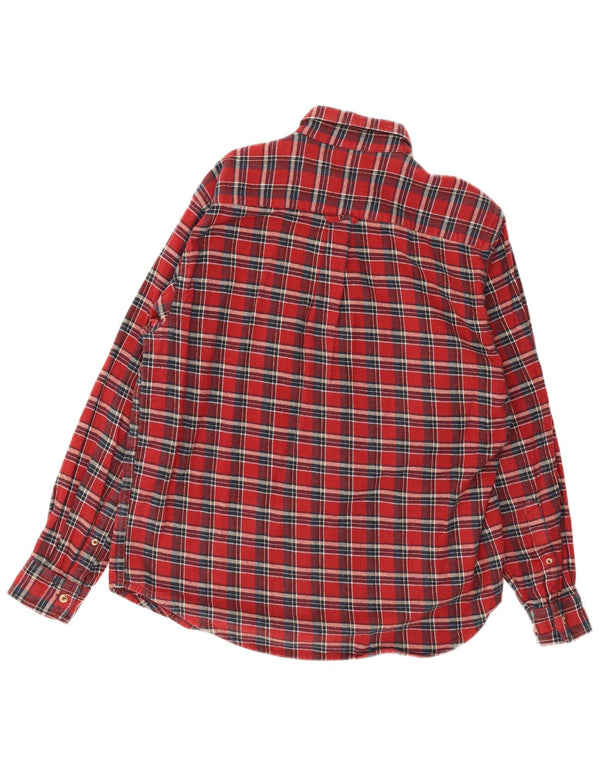 Camisa de franela para mujer con hojas verdes de algodón a cuadros rojos grandes