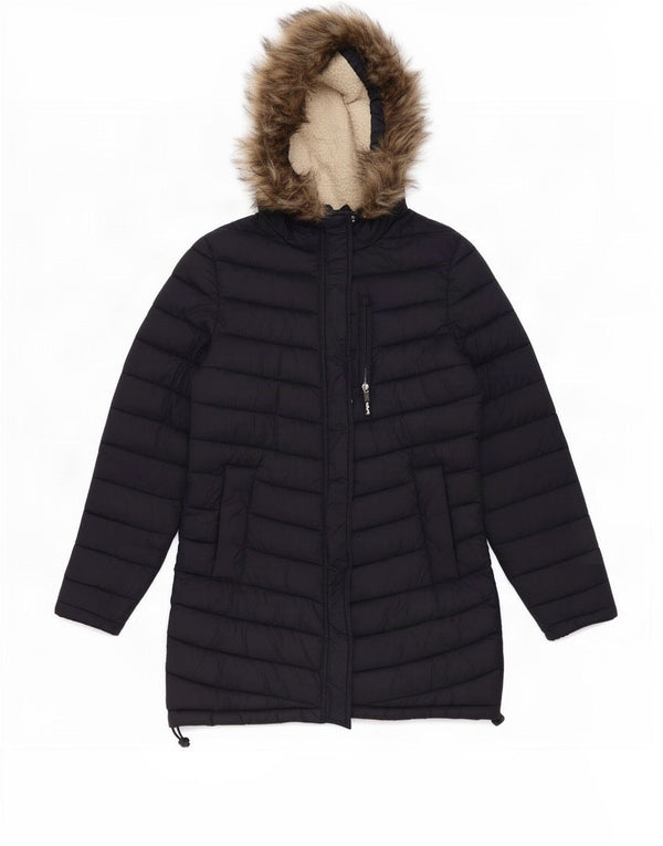 Superdry Chaqueta Acolchada Con Capucha Para Mujer UK 44 Medium Azul Marino Nylon