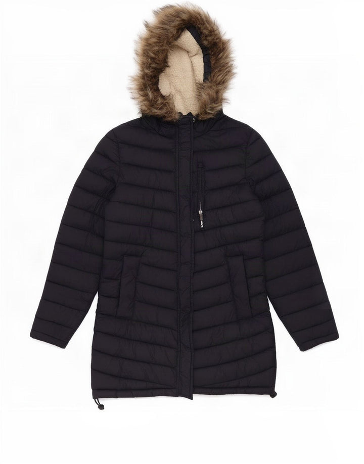 Superdry Chaqueta Acolchada Con Capucha Para Mujer UK 44 Medium Azul Marino Nylon