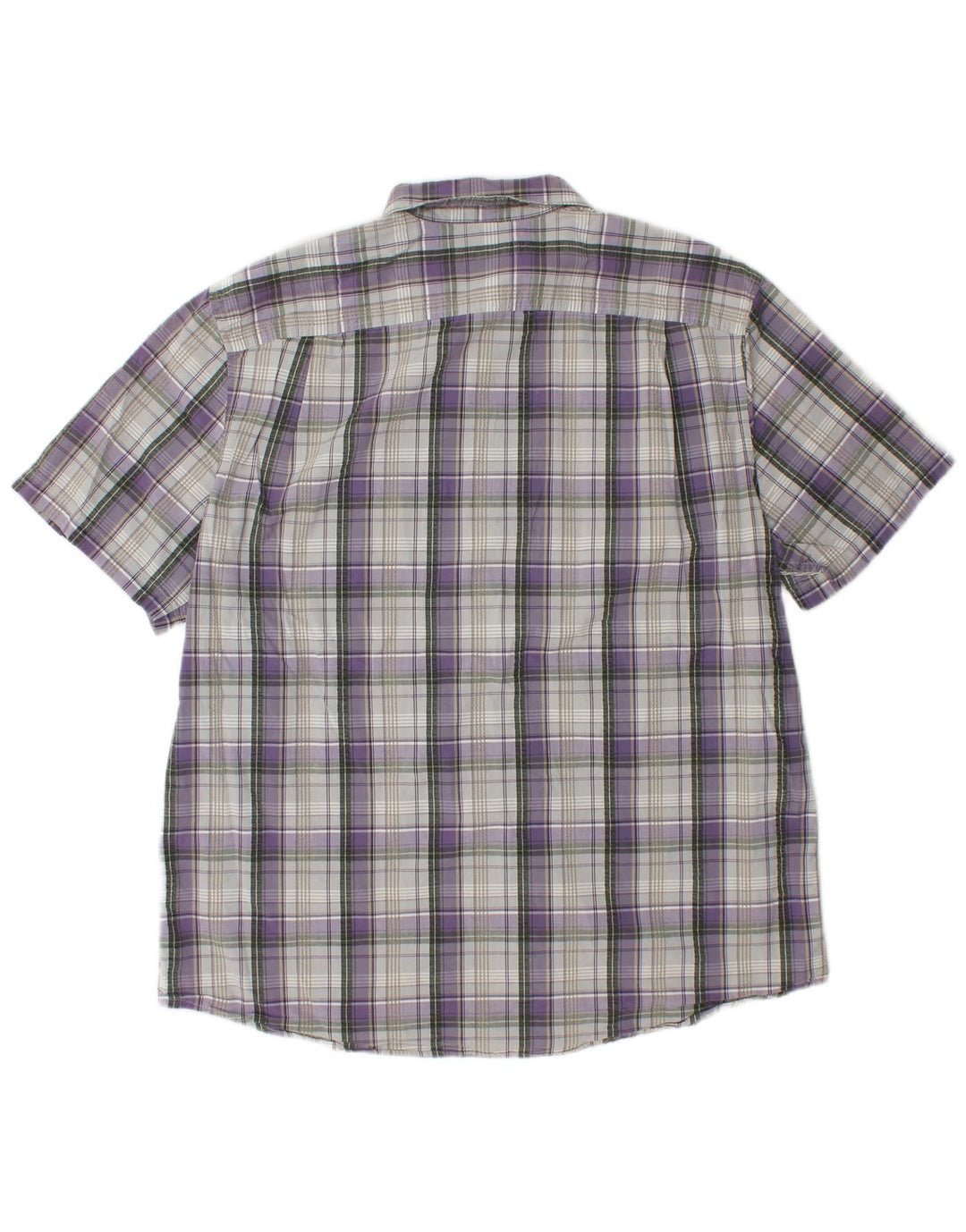 EDDIE BAUER Camisa de manga corta de corte clásico para hombre XL Cuadros morados