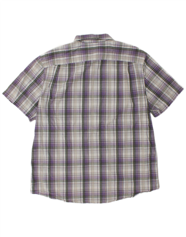 EDDIE BAUER Camisa de manga corta de corte clásico para hombre XL Cuadros morados