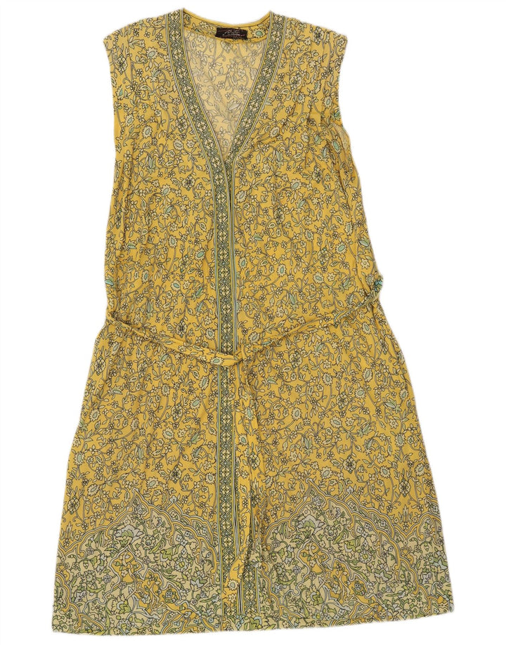 Vestido básico vintage sin mangas para mujer IT 42 Paisley amarillo medio