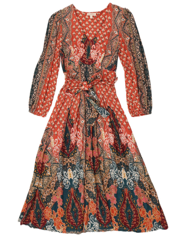 Monsoon Vestido largo de manga larga para mujer UK 40 Pequeño Paisley multicolor