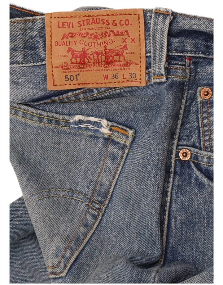 Levi's Jeans rectos desgastados 501 para hombre W36 L30 Azul