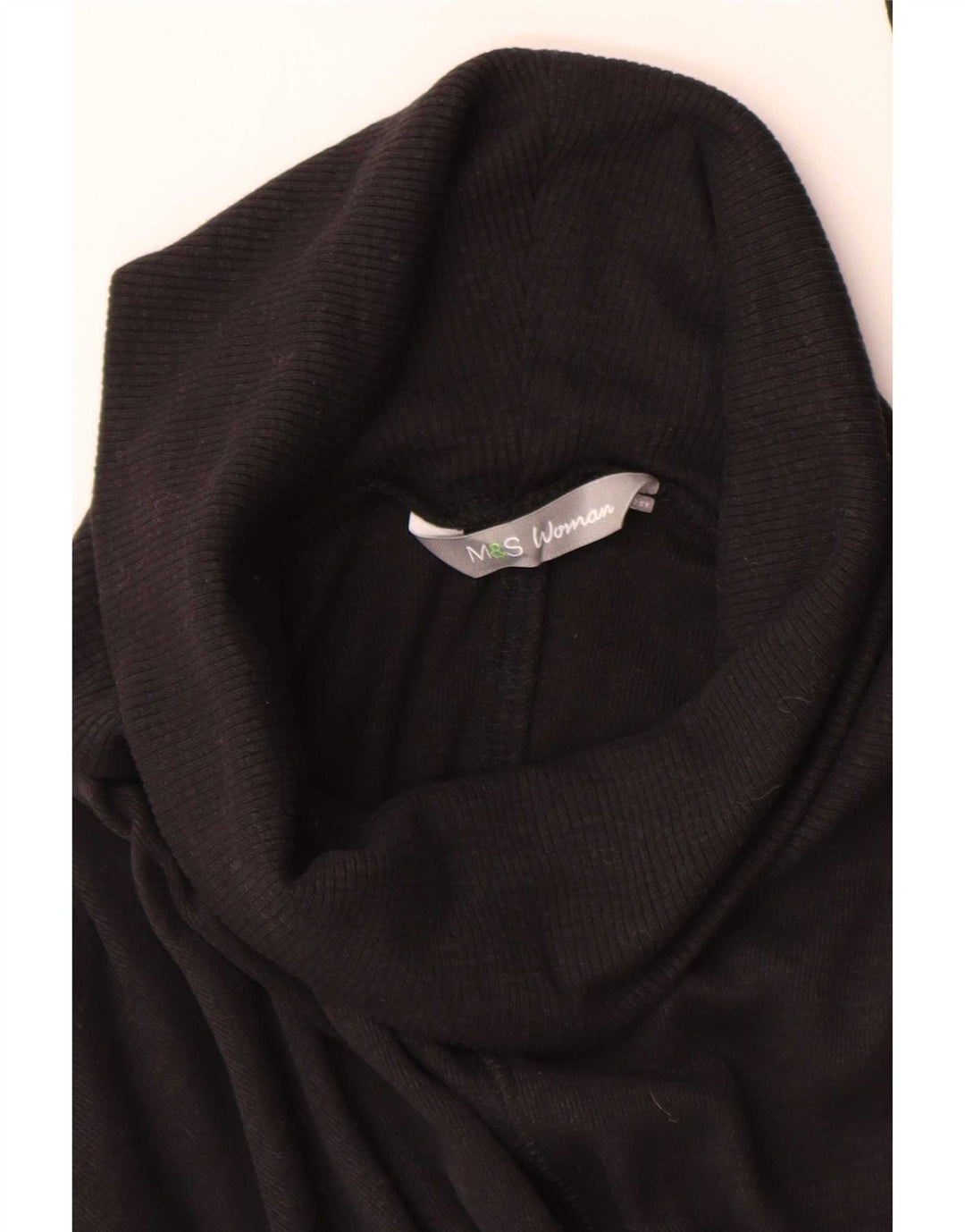 Marks & Spencer Suéter largo con cuello vuelto para mujer UK 40 Small Negro