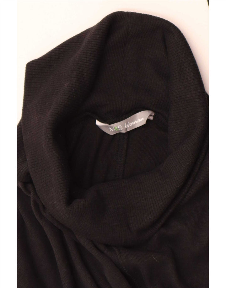 Marks & Spencer Suéter largo con cuello vuelto para mujer UK 40 Small Negro
