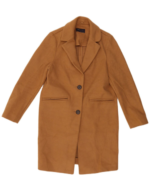 Marks & Spencer Womens Overcoat UK 10 Small Beige Polyester