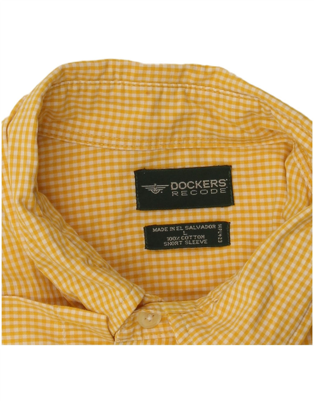 Dockers Camisa de manga corta para hombre de algodón a cuadros amarillo grande