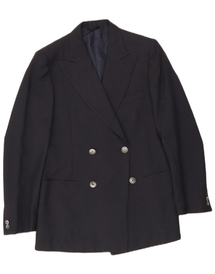 Vintage hombres chaqueta blazer de doble pecho IT 48 azul marino medio
