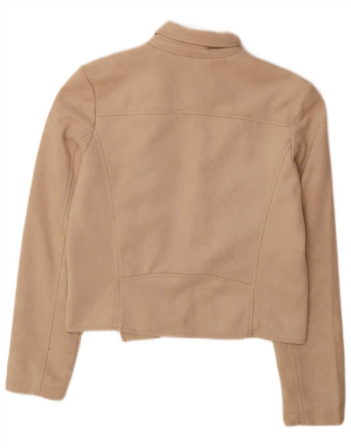 GUESS Chaqueta bomber corta para mujer UK 10 Small Beige Poliéster