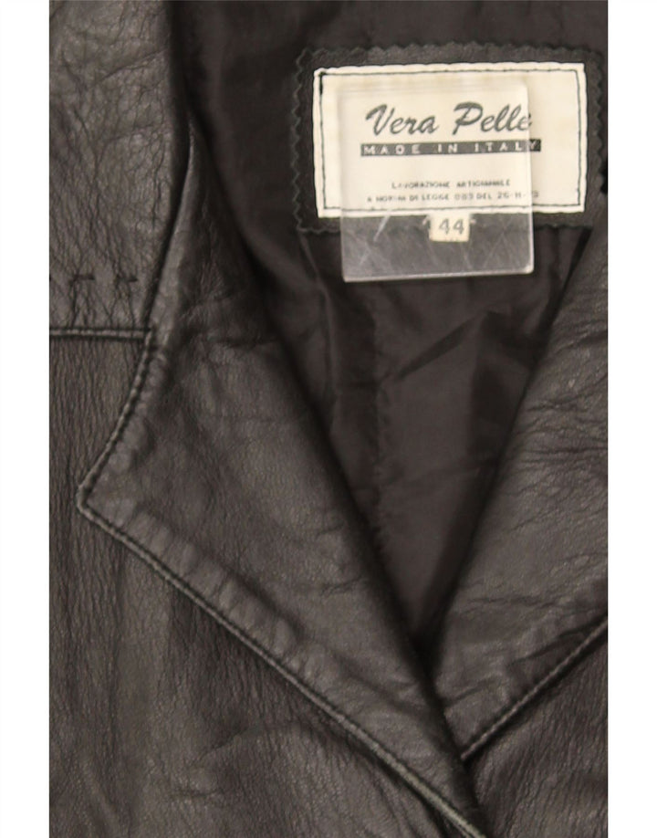 Chaqueta de cuero vintage para mujer IT 44 Cuero negro medio