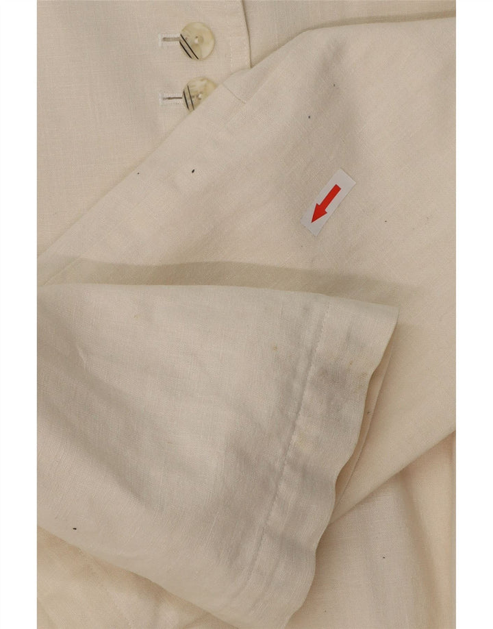 VINTAGE Chaqueta Blazer Longline Mujer Reino Unido 14 Blanco Medio