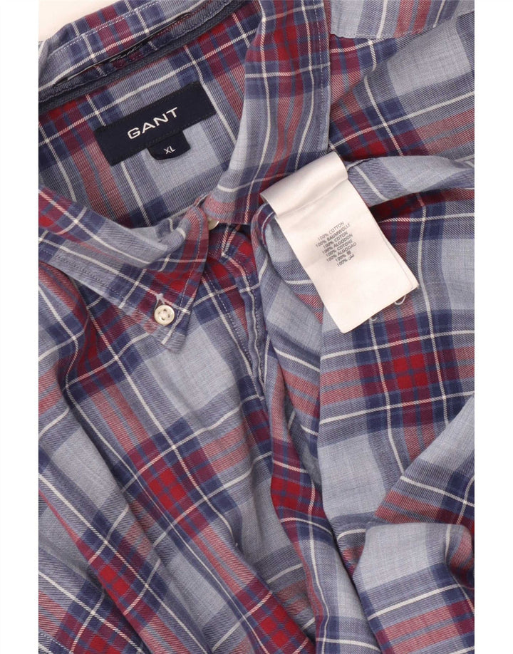 Camisa Gant Hombre XL Algodón a cuadros azul marino