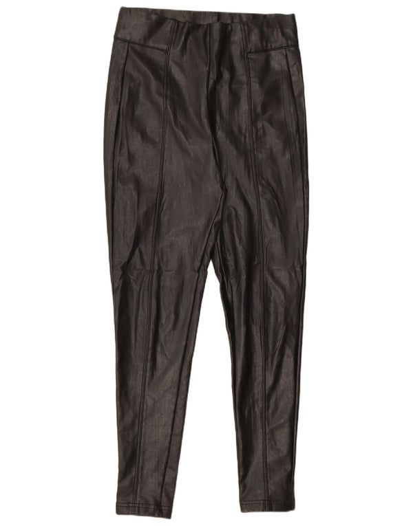 Marks & Spencer Pantalones de piel sintética para mujer UK 10 Small W28 L27 Negro