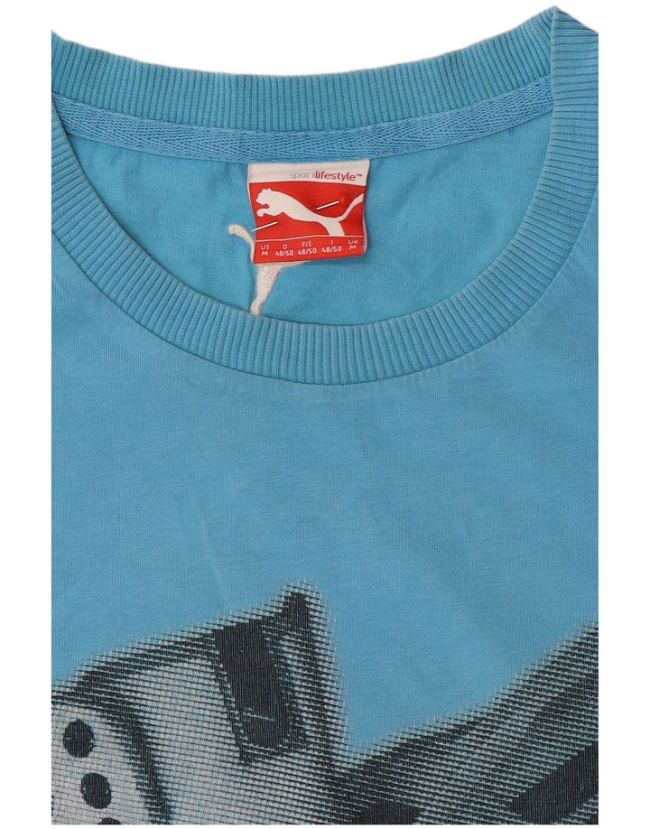 Puma Hombre Camiseta Gráfica Top Azul Medio