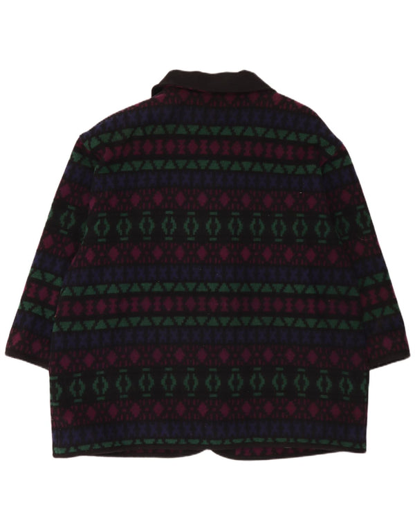 Vintage mujer abrigo Reino Unido 26 5XL lana geométrica multicolor