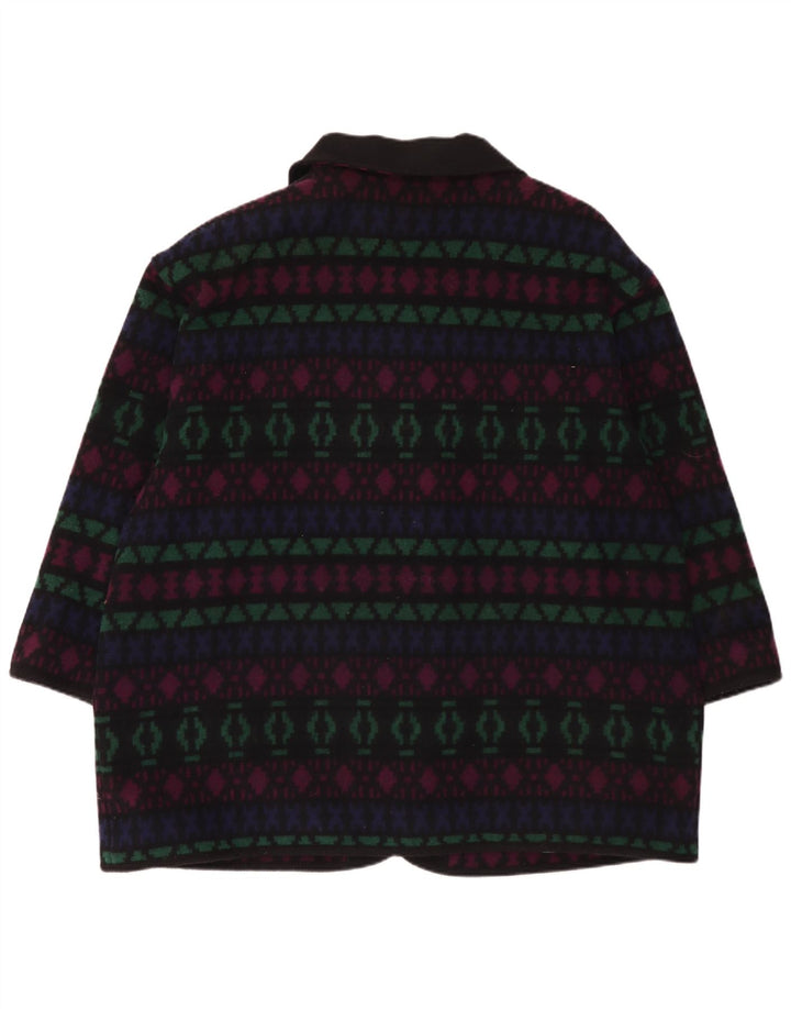 Vintage mujer abrigo Reino Unido 26 5XL lana geométrica multicolor