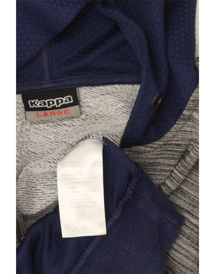 Kappa Hombre Sudadera Con Capucha Y Cremallera Suéter Grande Azul Marino Colorblock Poliéster