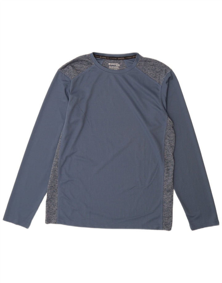 Camiseta de hombre Mountain Warehouse de manga larga de poliéster color block en azul medio