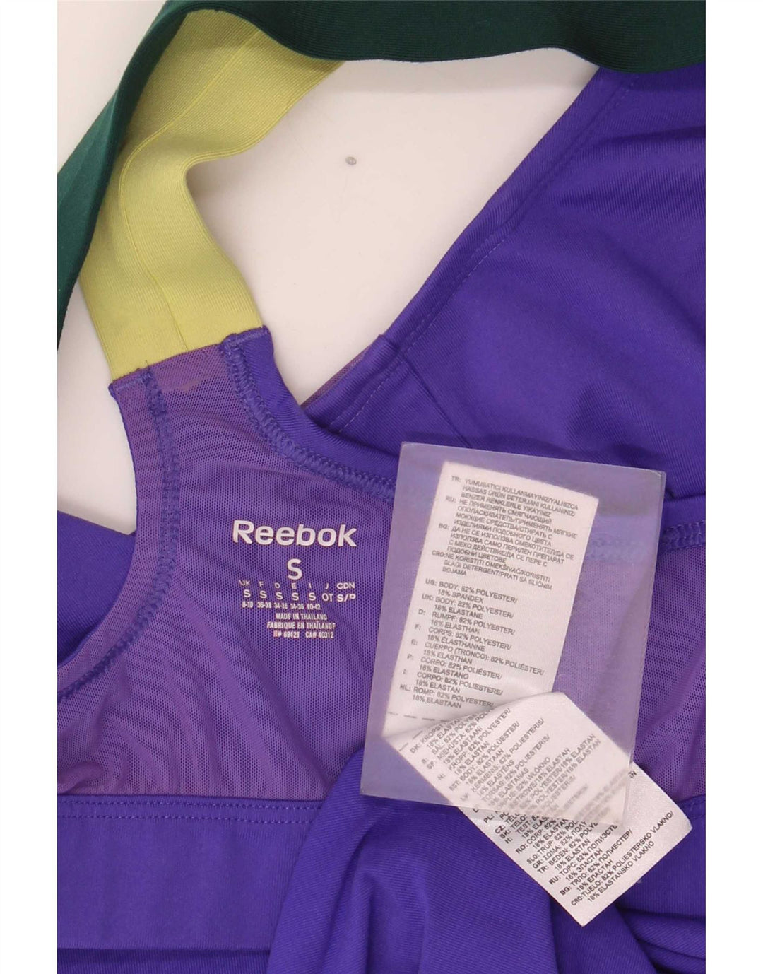 Reebok Camiseta sin mangas para mujer UK 8/10 Small Púrpura Colorblock Poliéster