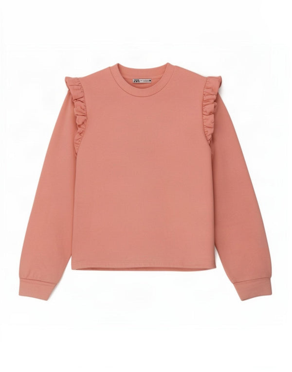 Zara Mujer Crop Sudadera Jumper UK 10 Small Rosa Algodón