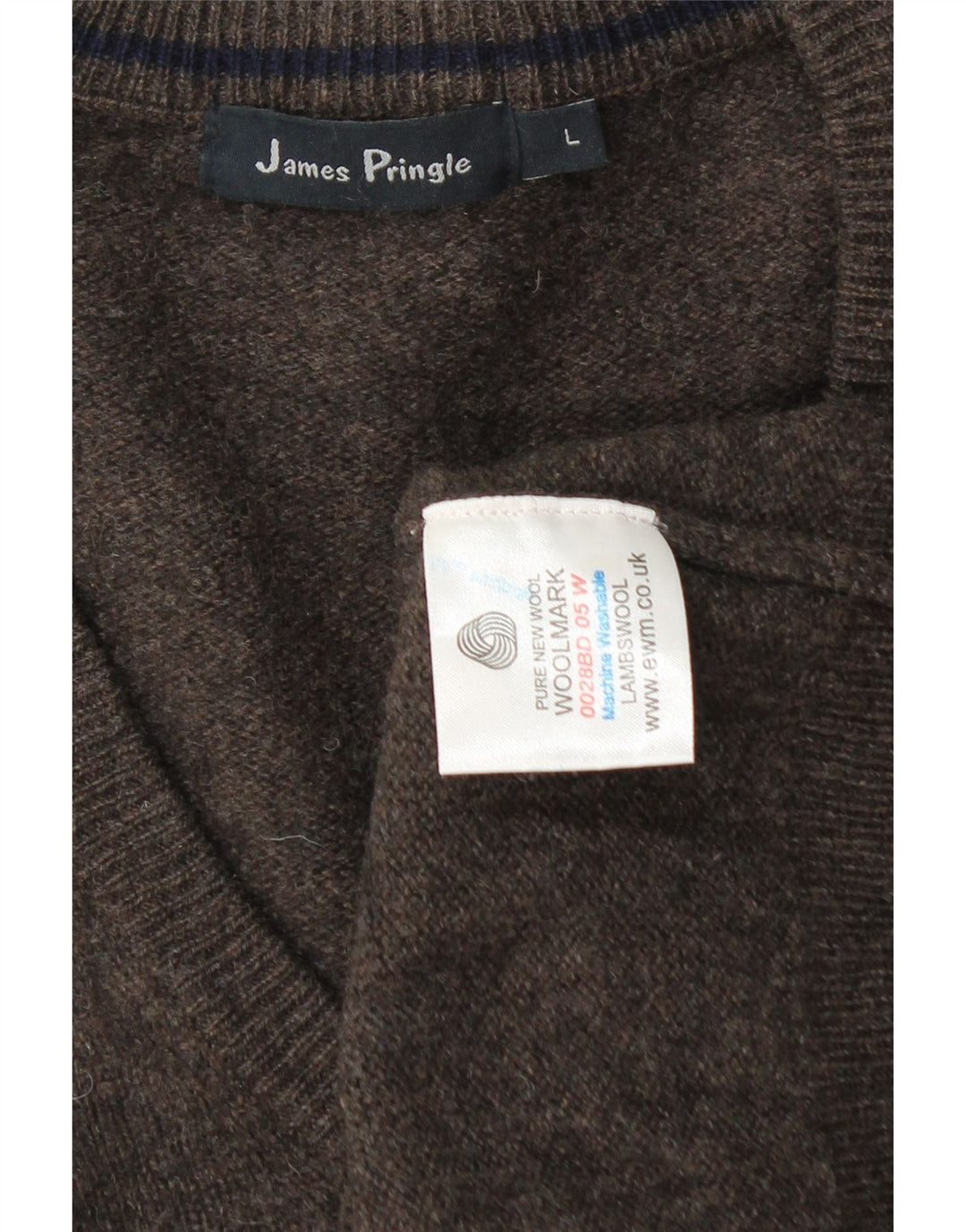 James Pringle - Jersey con cuello en V para hombre, talla grande, lana de cordero marrón