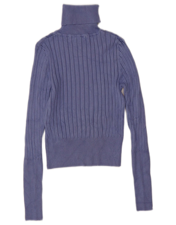 Zara Mujer Crop Oversize Roll Neck Jumper Sweater UK 12 Medio Púrpura