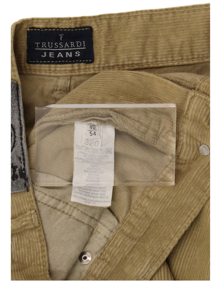TRUSSARDI Pantalón recto de pana para hombre IT 54 2XL W40 L32 Algodón caqui