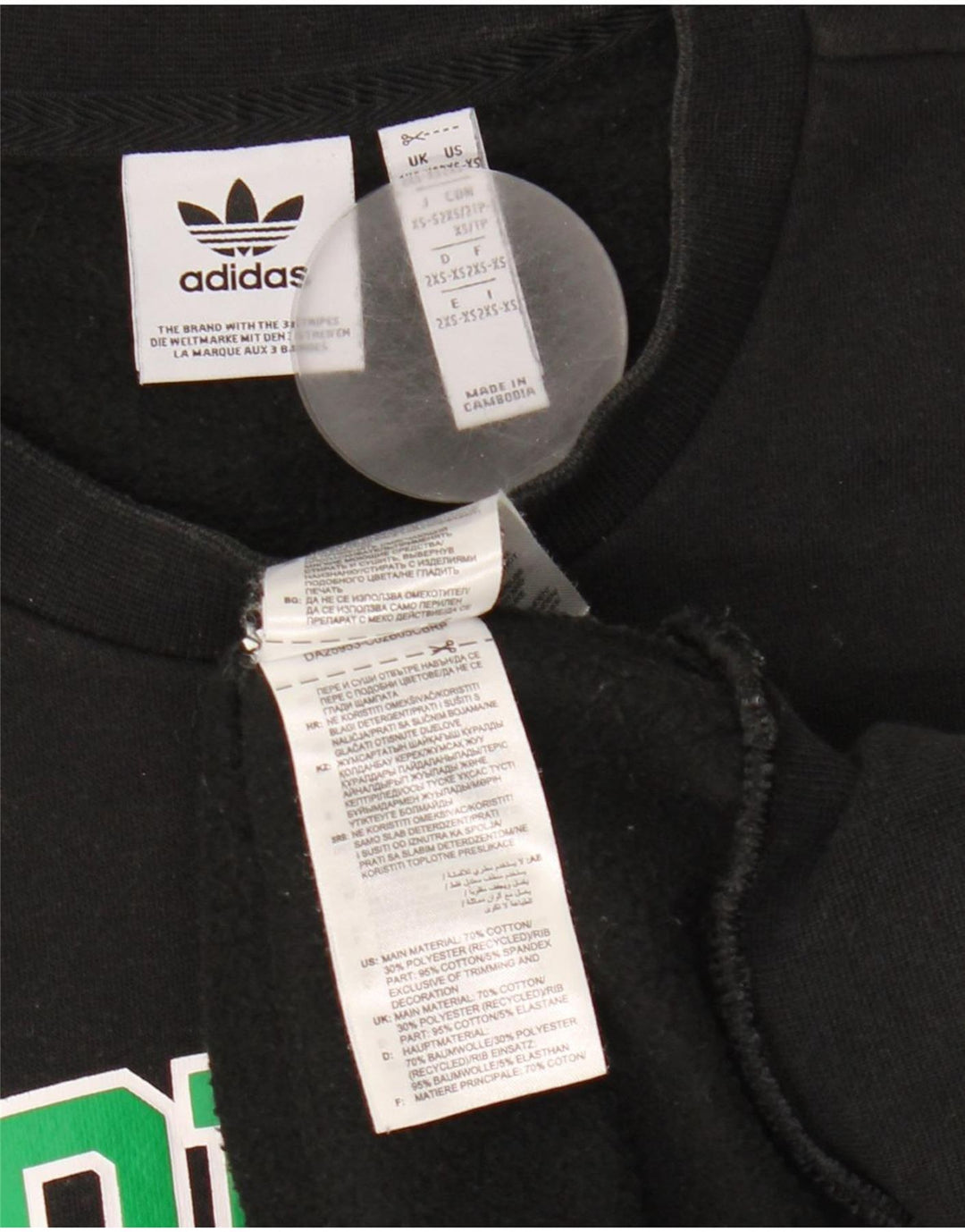 Adidas - Sudadera de gran tamaño con gráfico para hombre, talla 2XS, algodón negro