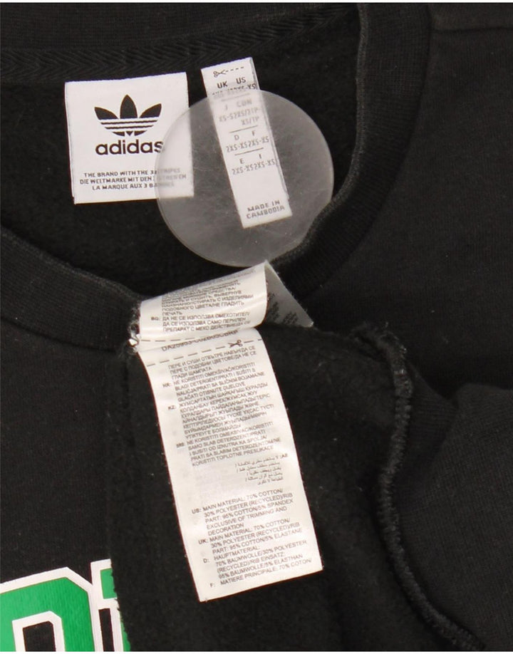 Adidas - Sudadera de gran tamaño con gráfico para hombre, talla 2XS, algodón negro