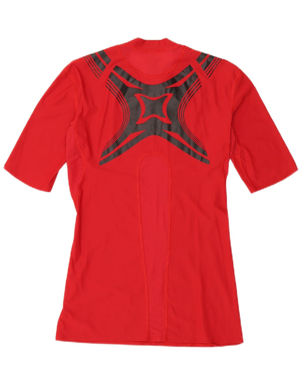 Adidas Hombre Tech Fit Graphic Camiseta Superior Grande Rojo Colorblock Nylon