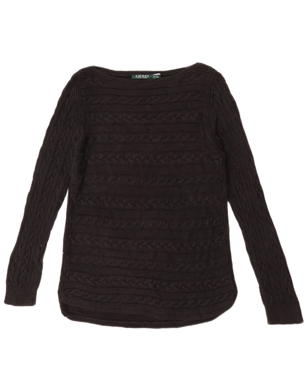 Ralph Lauren - Jersey para mujer con cuello barco, talla 40, XL, algodón negro
