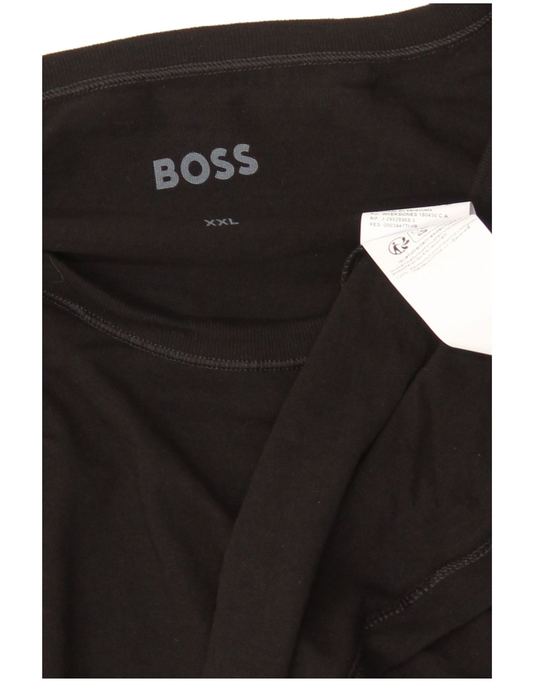 HUGO BOSS Camiseta de hombre manga larga 2XL Algodón negro