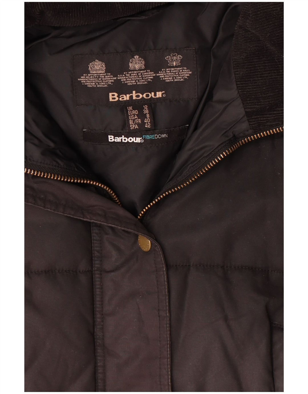 Barbour Abrigo acolchado con capucha para mujer Reino Unido 42 Mediano Negro