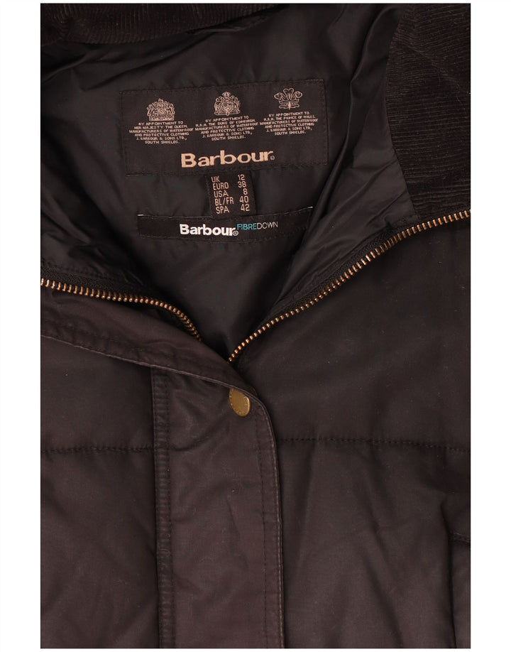Barbour Abrigo acolchado con capucha para mujer Reino Unido 42 Mediano Negro