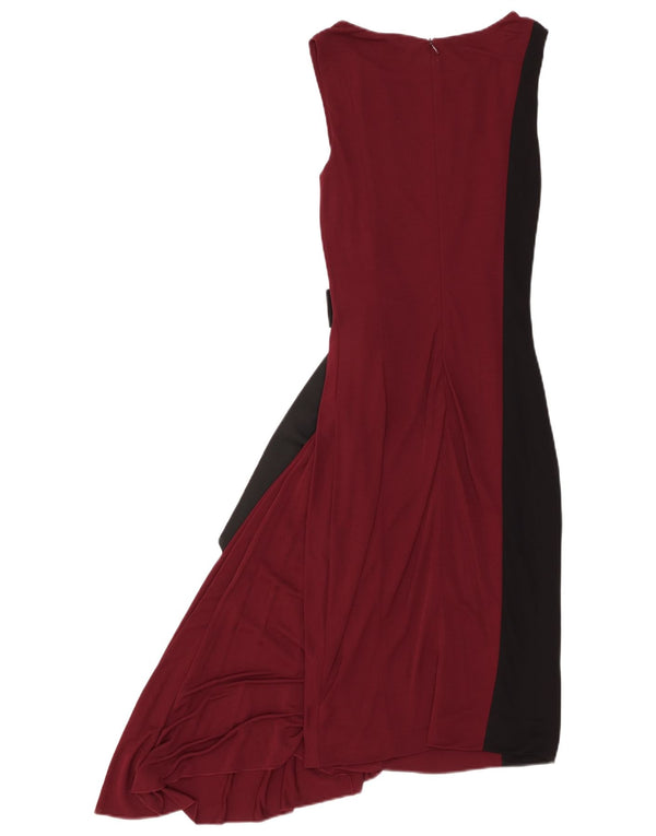 Karen Millen Vestido asimétrico para mujer UK 6 XS Borgoña Colorblock