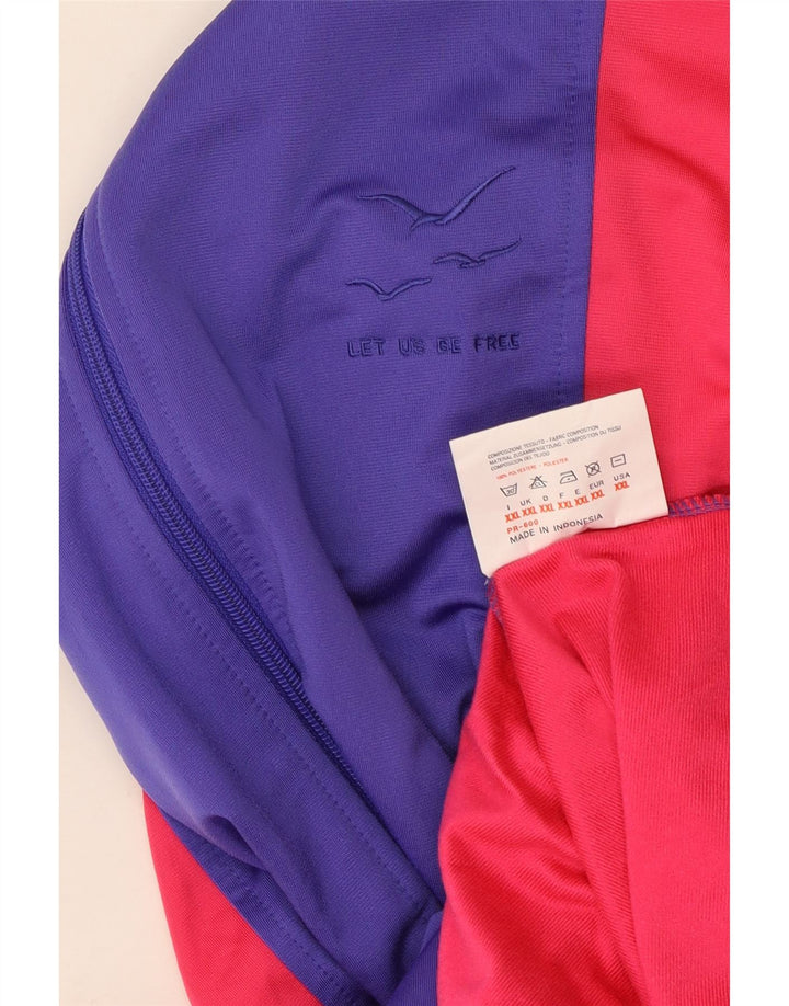 Vintage Mens Chándal Top Chaqueta 2XL Rojo Colorblock Poliéster