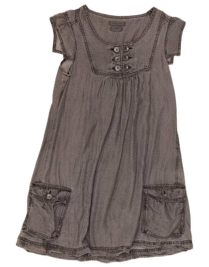 Ted Baker Vestido Acampanado para Mujer Talla 2 Pequeño Gris Lyocell