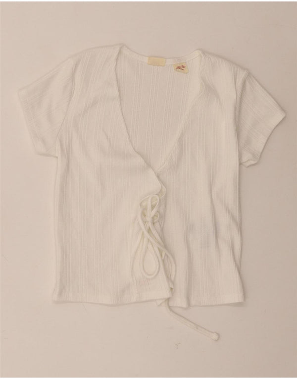 Levi's Blusa tipo camisa corta cruzada para mujer UK 4 XS Algodón blanco