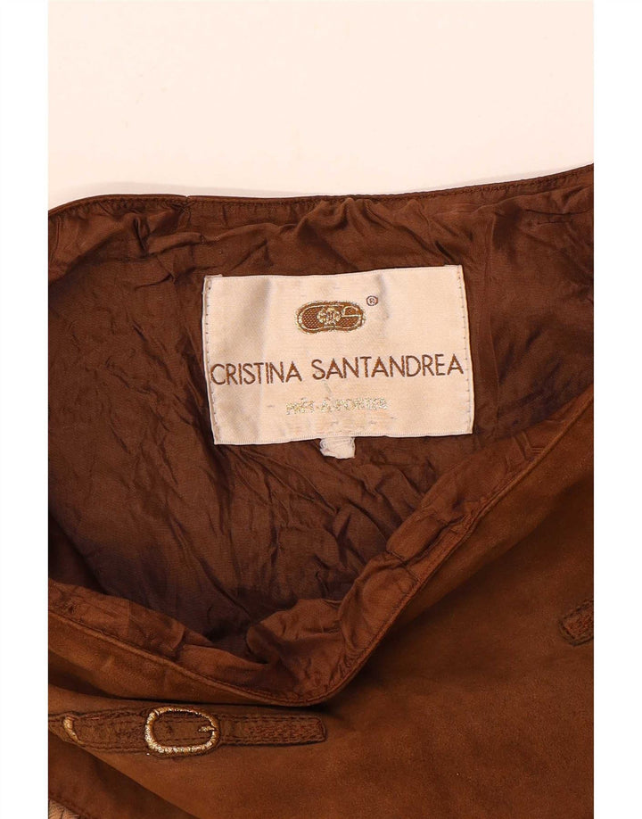 Cristina Santandrea Falda Acampanada con Patrón Abstracto para Mujer Mediana W28 Marrón