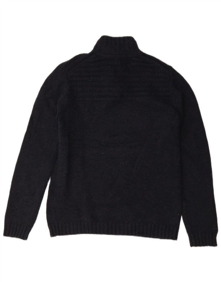 Ted Baker - Jersey para hombre con cuello y botones, talla 3, algodón azul marino mediano