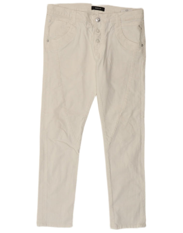 Replay Mujer Ailyssa Crop Skinny Jeans W27 L26 Algodón Blanco