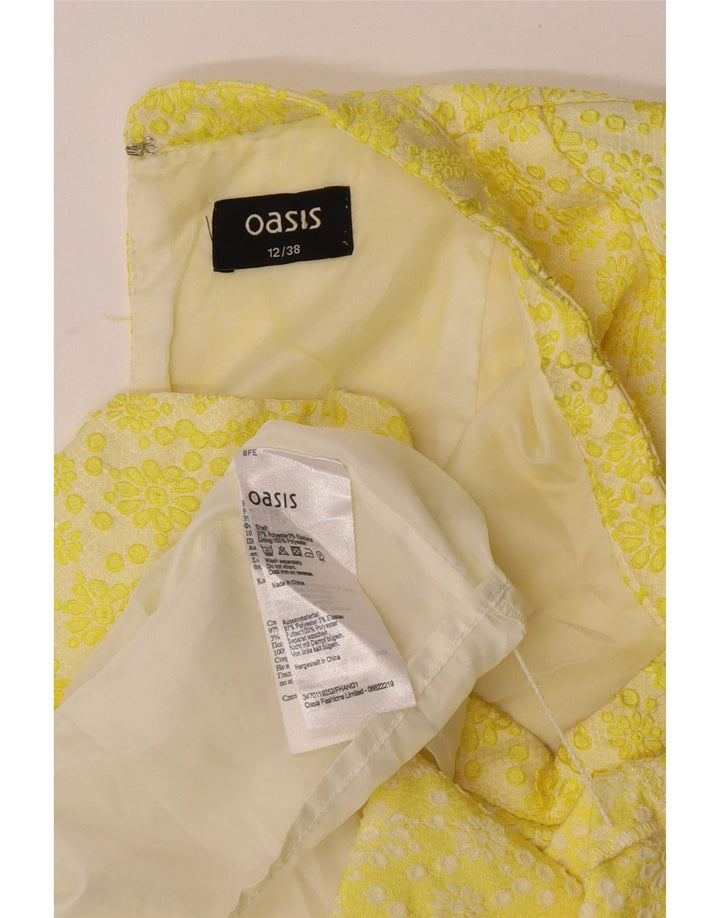 Oasis Vestido tubo sin mangas para mujer UK 40 Poliéster floral amarillo medio